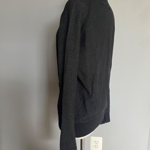 Lululemon Ribbon Detail‎ Full Zip Black Cotton Collared Popcorn Jacket Sweater - Picture 4 of 9